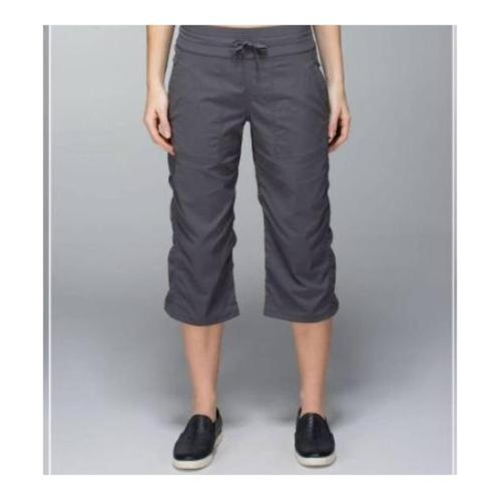Lululemon Studio Crop Soot Light Charcoal Gray Drawstring Waist Pants Sz 4 - Picture 3 of 15